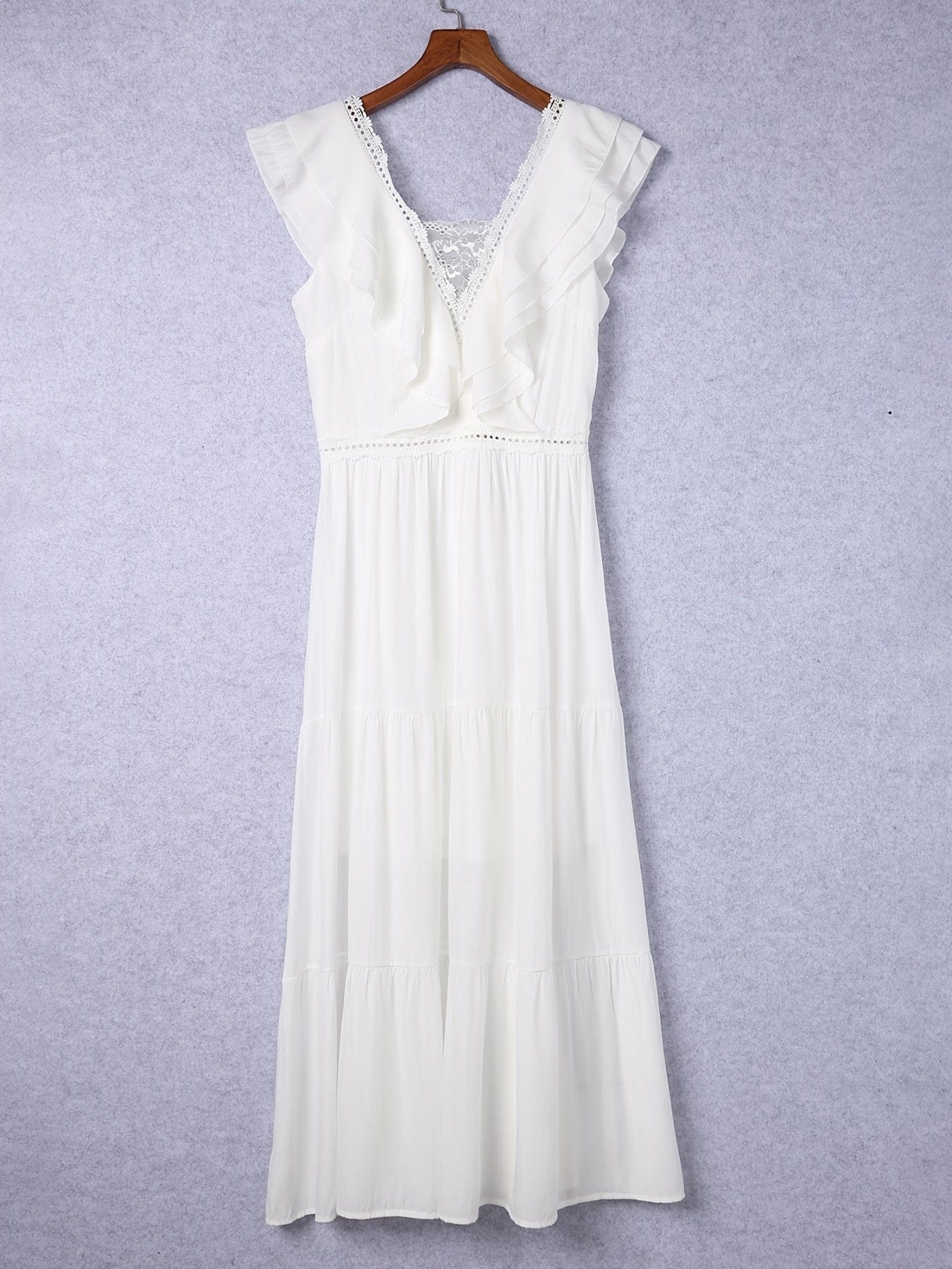 Loose V Neck Layered Sleeveless Vacation Maxi Dress