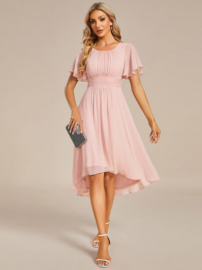 Lotus Blossom Chiffon A-Line Knee-Length Dress for Wedding Guests