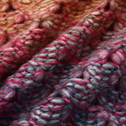 Women's Cardigan Sweater Shirt Collar Chunky Crochet Knit Polyester Pocket Knitted Fall Winter Long Outdoor Daily Going out Stylish Casual Soft Long Sleeve Color Gradient Purple S M L