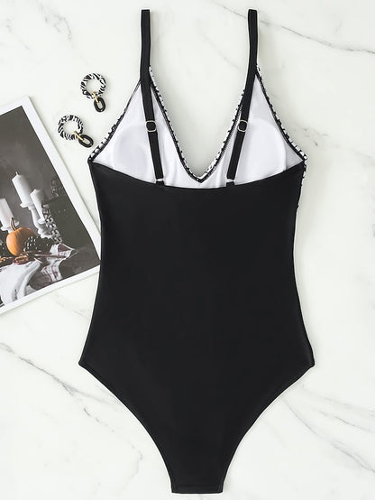 Fashion Polka Dots Swimsuits Women Modest One Piece Swimsuits Padded Push Up Ladies Stripes Backless Swimwear Vintage Bathing Suits Retro Camisole Beach Wear S-XXL - LuckyFash™