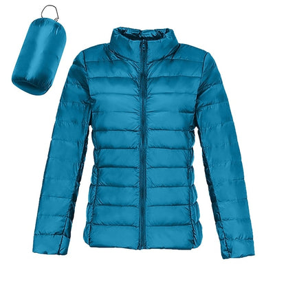 Women's Puffer Jacket Hiking Down Jacket Hiking Windbreaker Winter Outdoor Thermal Warm Packable Waterproof Windproof Jacket Top Full Length Visible Zipper Ski / Snowboard Fishing Traveling Lake blue