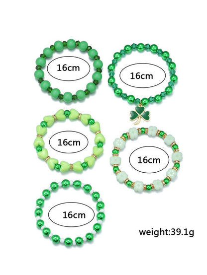 Lucky Clover Green Glass Beaded Bracelet Collection