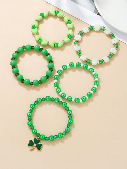 Lucky Clover Green Glass Beaded Bracelet Collection