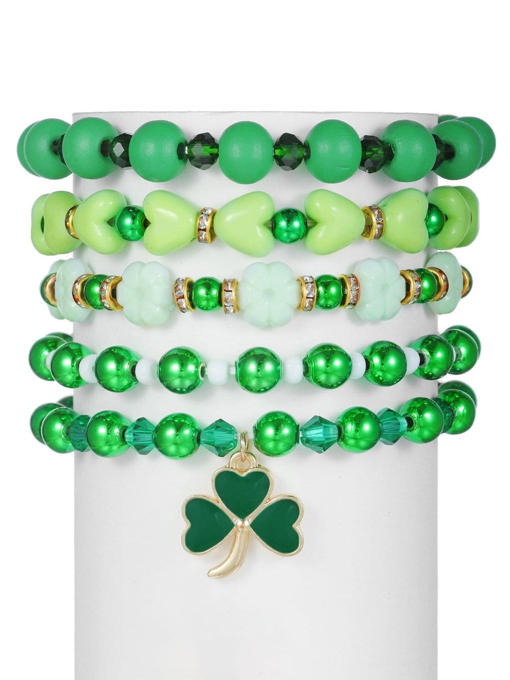 Lucky Clover Green Glass Beaded Bracelet Collection