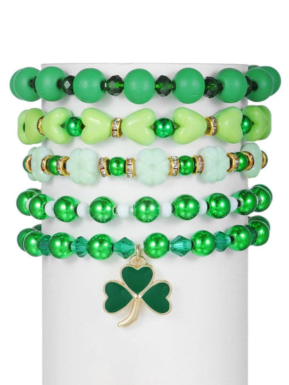 Lucky Clover Green Glass Beaded Bracelet Collection