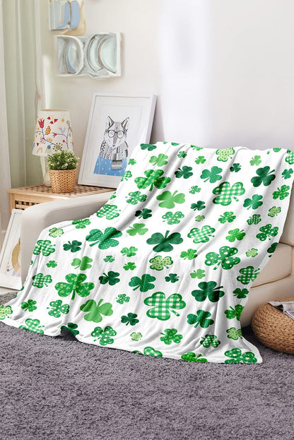 Lucky Clover Print Flannel Travel Blanket 130*150cm