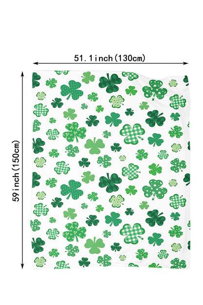 Lucky Clover Print Flannel Travel Blanket 130*150cm