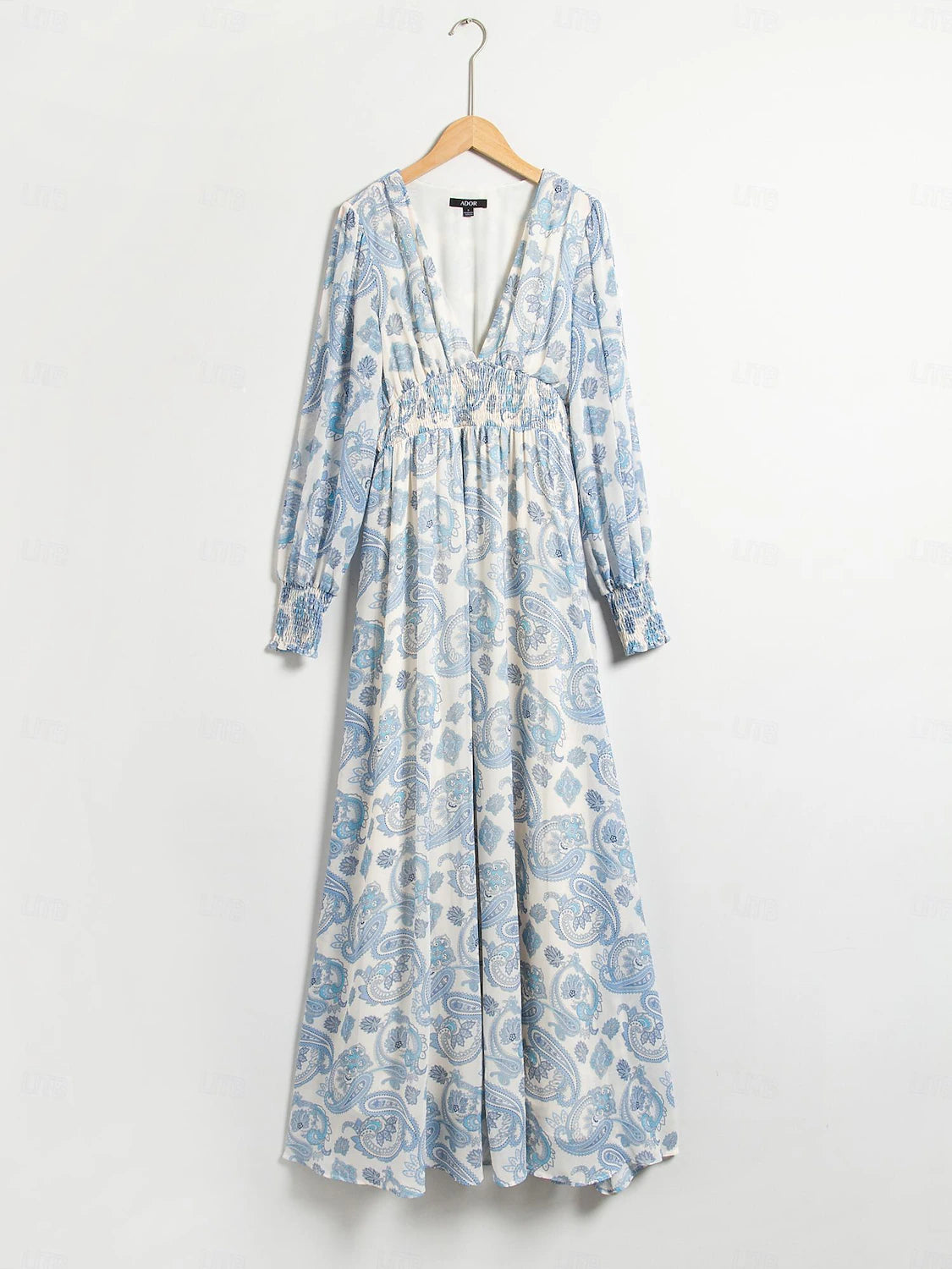 Chiffon Paisley Print Elastic Waist Maxi Wedding Guest Dress