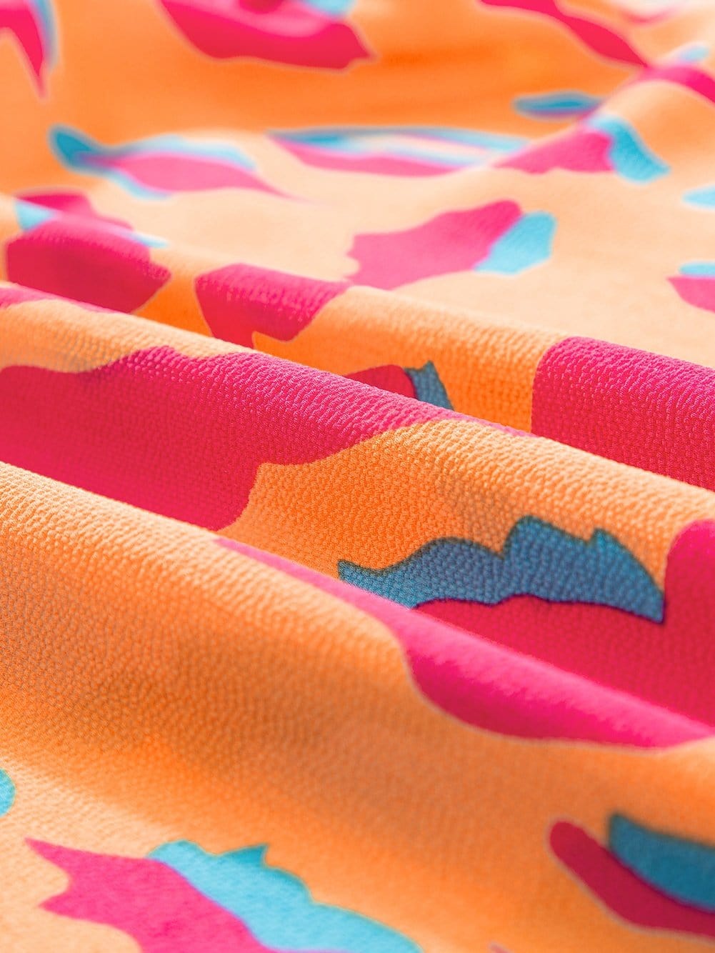 Mango Abstract Print Double Layer Ruffle Sleeve V Neck Blouse