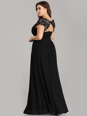 Maxi Lace Cap Sleeve Long Formal Evening Dress