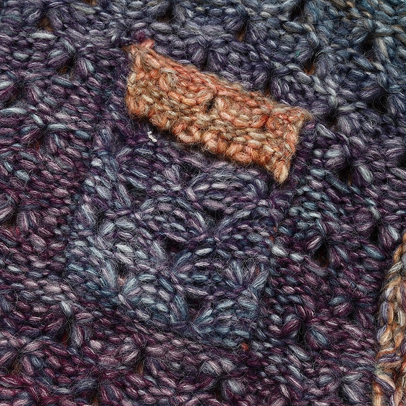 Women's Cardigan Sweater Shirt Collar Chunky Crochet Knit Polyester Pocket Knitted Fall Winter Long Outdoor Daily Going out Stylish Casual Soft Long Sleeve Color Gradient Purple S M L