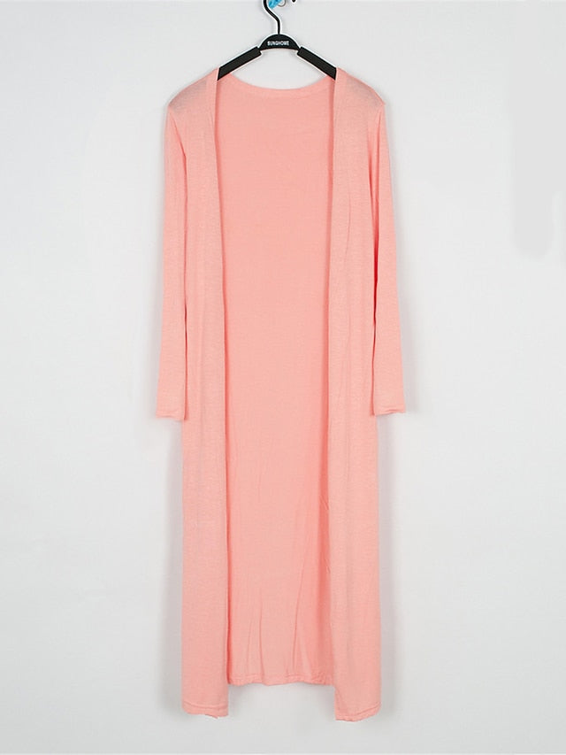 Women's Cardigan Sweater Open Front Ribbed Knit Modal Oversized Summer Fall Long Daily Going out Weekend Stylish Casual Soft Long Sleeve Solid Color Black White Yellow One-Size