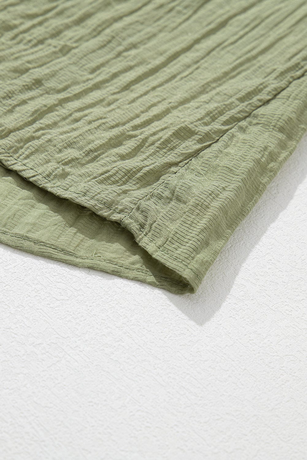 Meadow Mist Green Flutter Sleeve Textured Blouse with V Neck