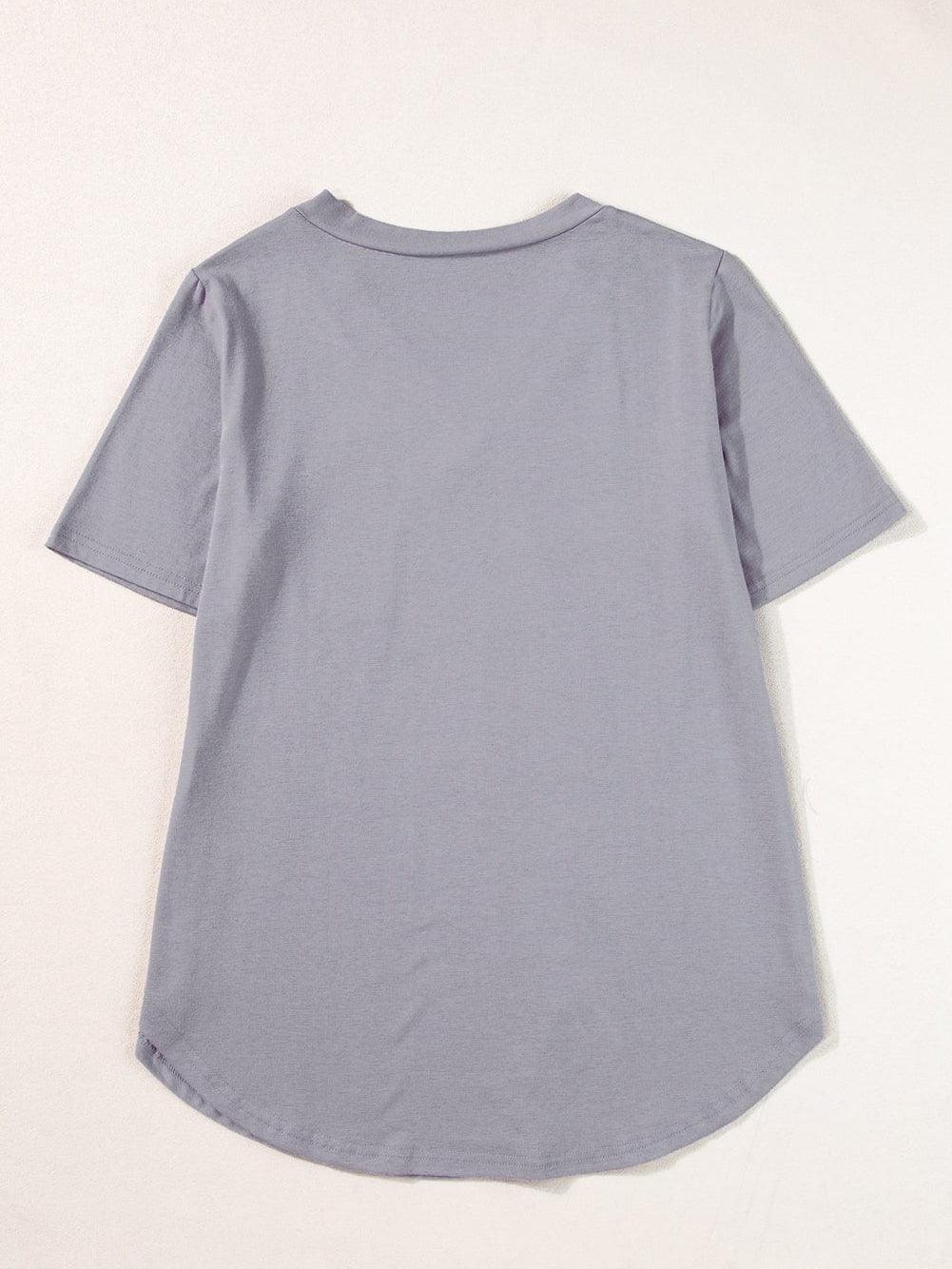 Medium Grey V Neck Pocketed Rounded Hem T-Shirt