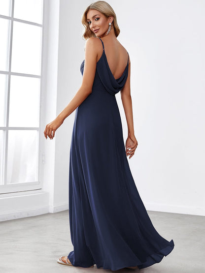 Mesmerizing Backless A-line Evening Dress with Deep V-Neck