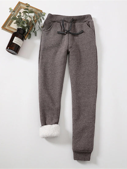 Women's Fleece Pants Fleece Plain Light Gray Dark Grey Active High Waist Full Length Outdoor Street Fall Winter