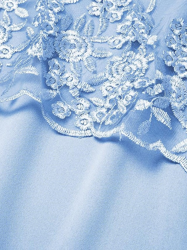 Women's Dress Set Lace Dress Midi Dress Light Blue Green Gray Half Sleeve Floral Embroidered Layered Patchwork Summer Spring Fall Crew Neck Elegant Chinoiserie 2023 M L XL XXL XXXL 4XL 5XL - LuckyFash™