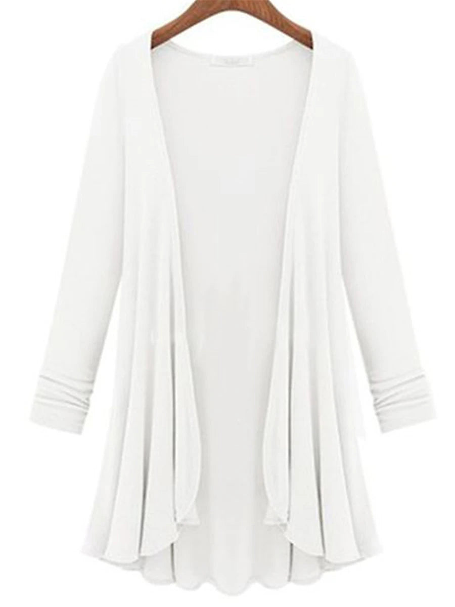 Women's Cardigan Sweater Open Front Ribbed Knit Polyester Oversized Fall Winter Daily Going out Weekend Stylish Casual Soft Long Sleeve Solid Color Black White Navy Blue M L XL