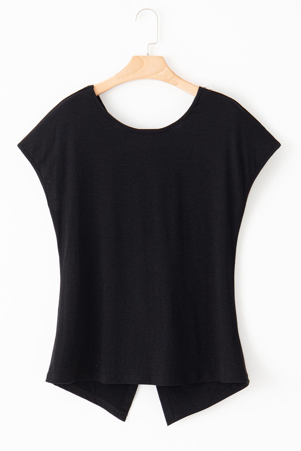 Midnight Pearls Twist Back Tee with Beaded Details