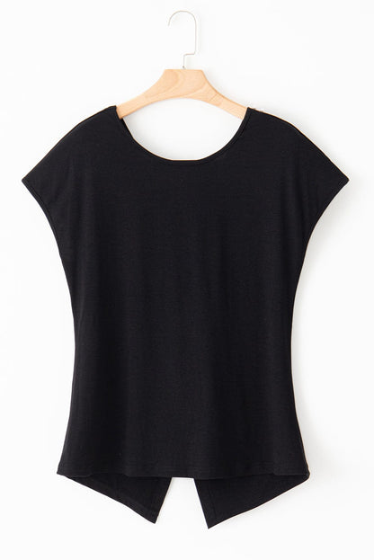 Midnight Pearls Twist Back Tee with Beaded Details