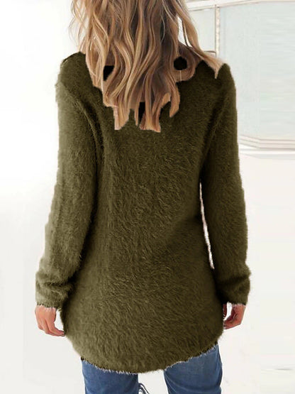 Women's Pullover Sweater Jumper Crew Neck Ribbed Knit Cotton Oversized Fall Winter Outdoor Daily Going out Stylish Casual Soft Long Sleeve Solid Color Lake blue ArmyGreen Black S M L