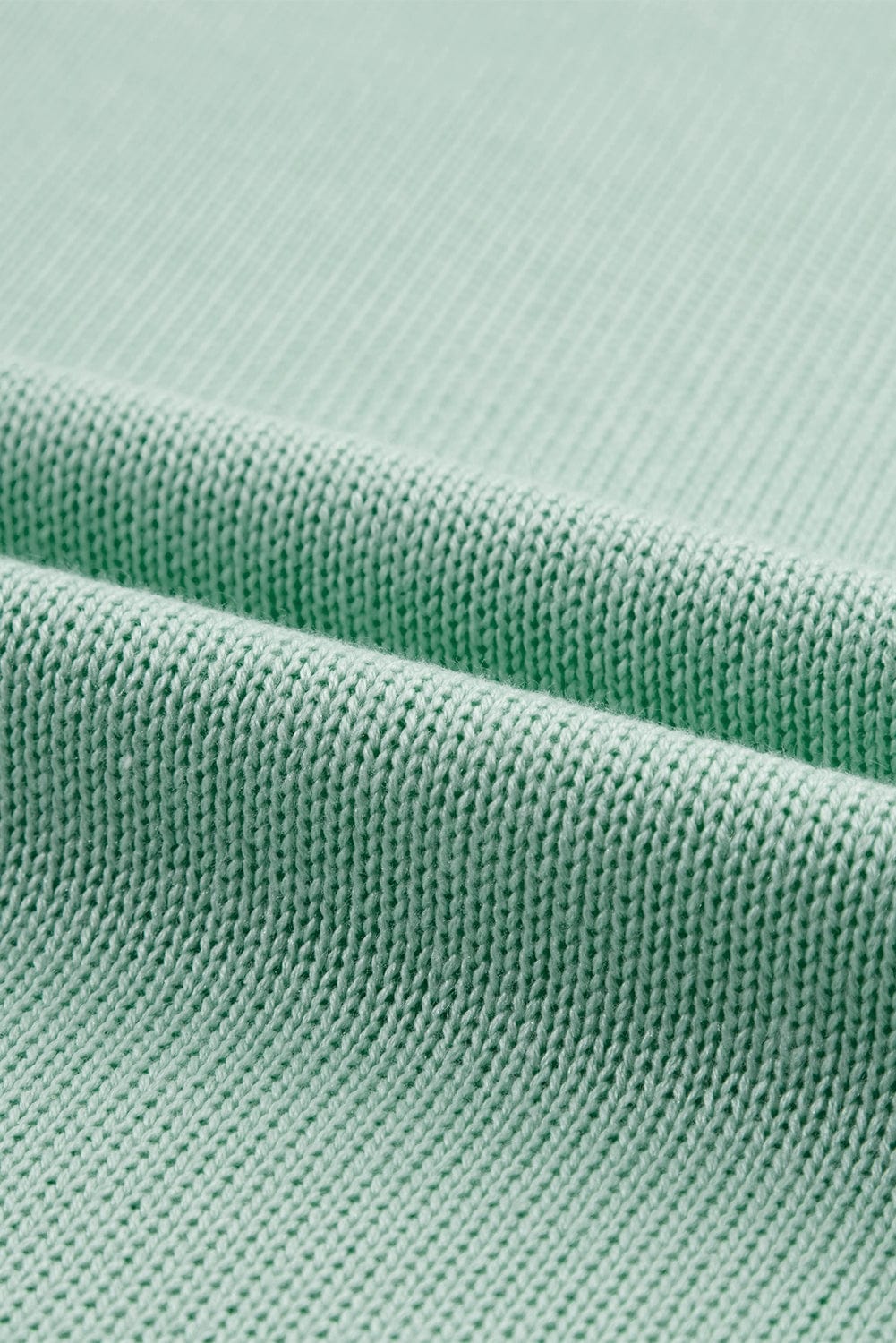 Mint Green Batwing Sleeve Knit Top with Contrast Trim