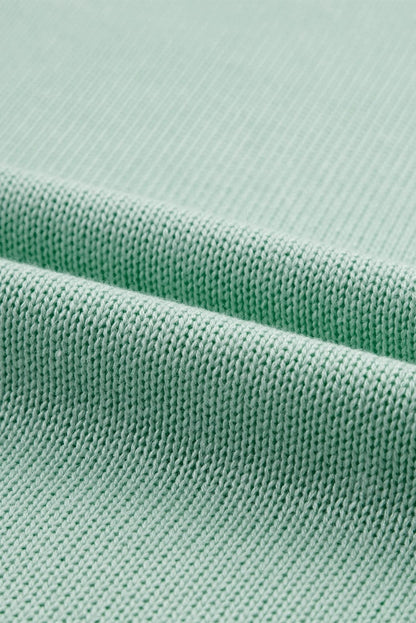 Mint Green Batwing Sleeve Knit Top with Contrast Trim