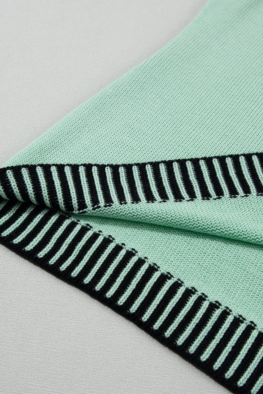 Mint Green Batwing Sleeve Knit Top with Contrast Trim