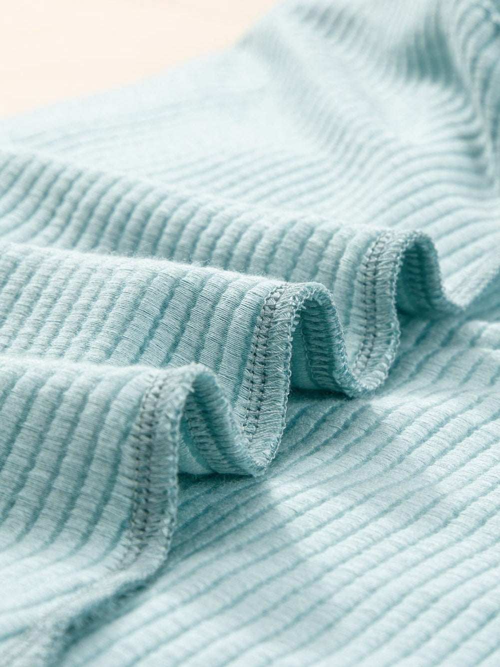 Mint Green Ribbed V-Neck Tank Top with Button Detail