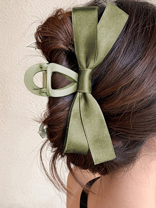 Mist Green Bow Decor Large Hair Claw Clip