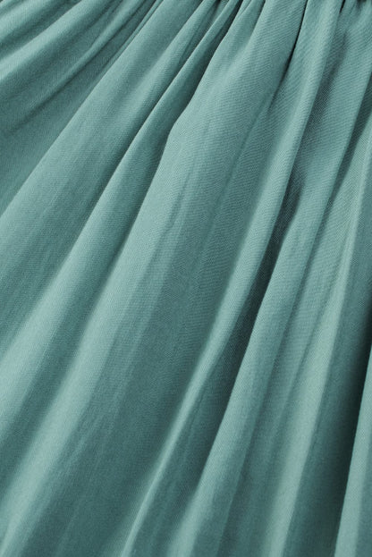 Mist Green Smocked Ruffle Sleeve A-Line Mini Dress