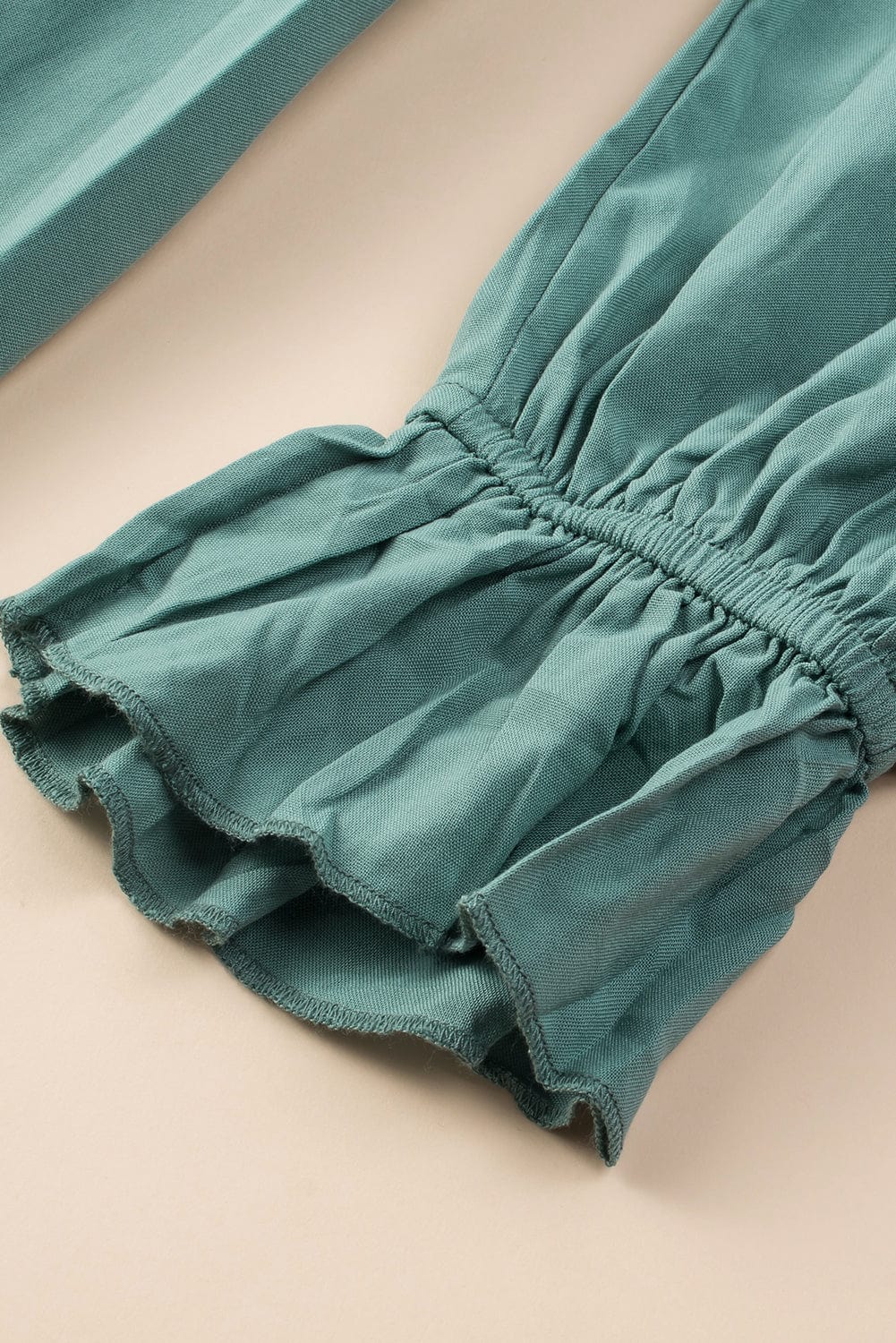 Mist Green Smocked Ruffle Sleeve A-Line Mini Dress