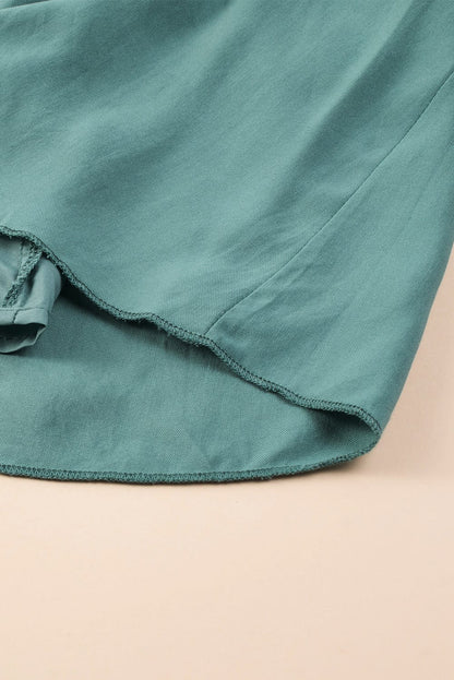 Mist Green Smocked Ruffle Sleeve A-Line Mini Dress