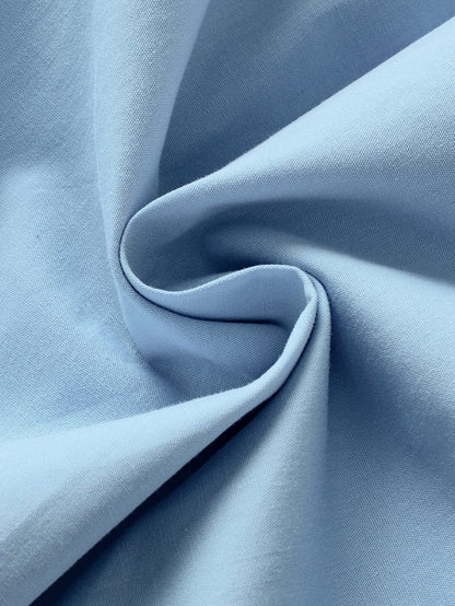 Misty Blue Colorblock V-Neck Blouse with Ruffled Sleeves