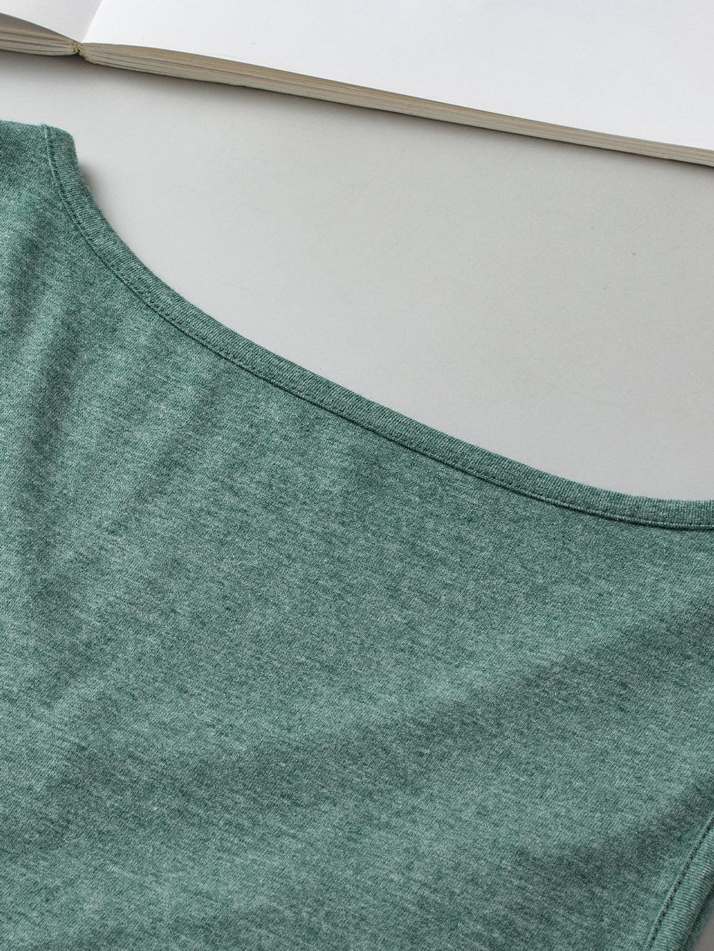 Misty Green Ruched V-Neck Sleeveless Tank Top