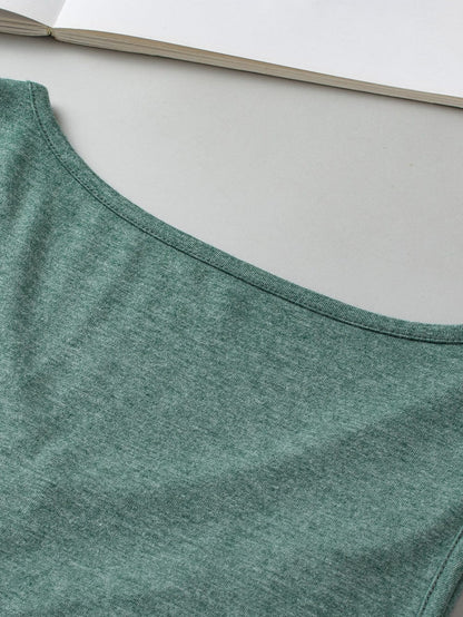 Misty Green Ruched V-Neck Sleeveless Tank Top