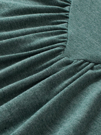 Misty Green Ruched V-Neck Sleeveless Tank Top