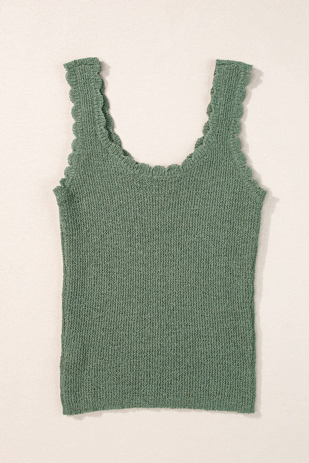Misty Green U-Neck Knit Sleeveless Sweater Vest