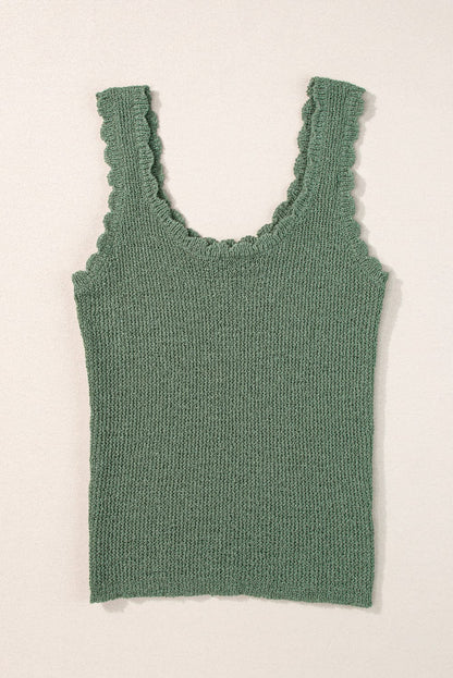 Misty Green U-Neck Knit Sleeveless Sweater Vest