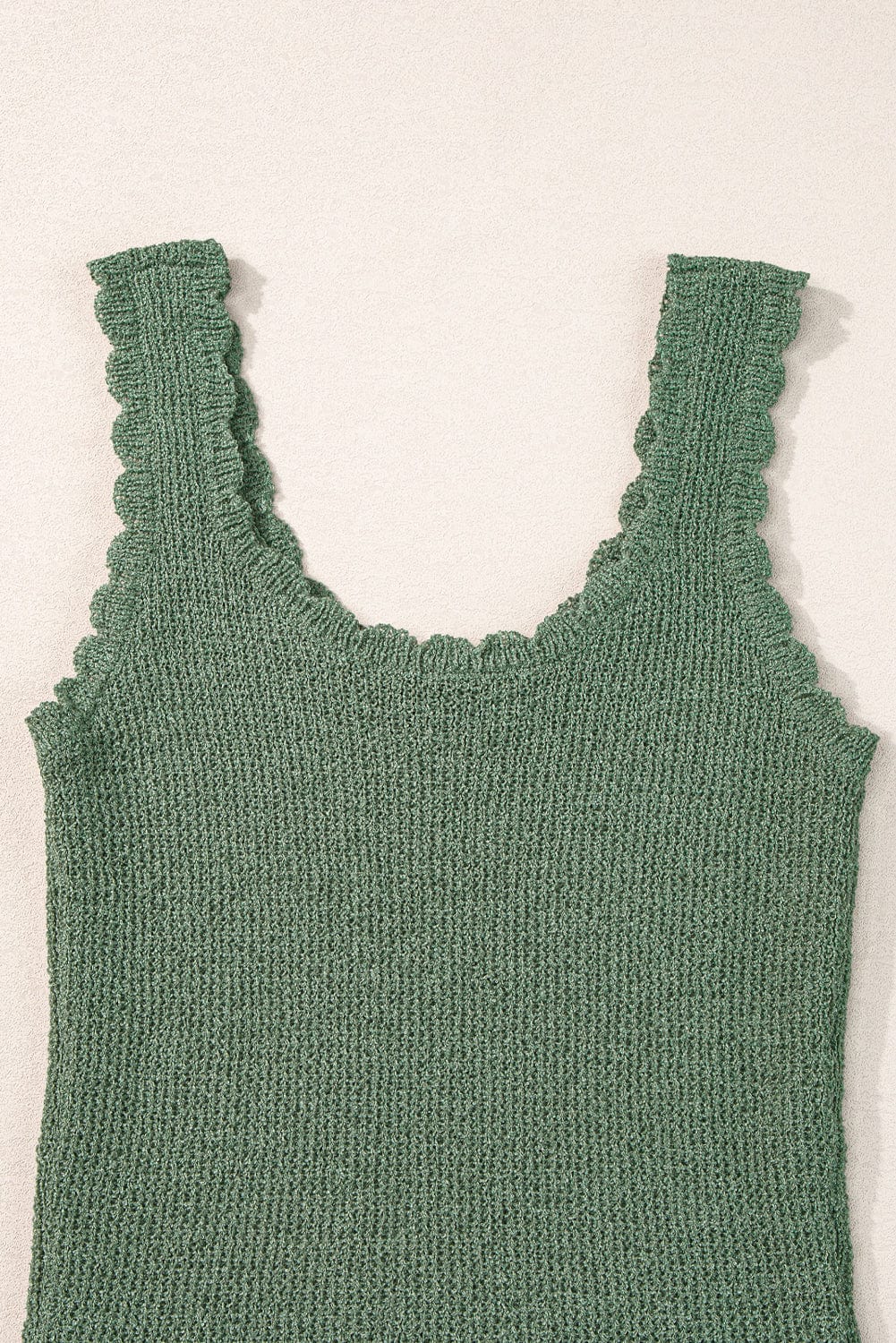 Misty Green U-Neck Knit Sleeveless Sweater Vest