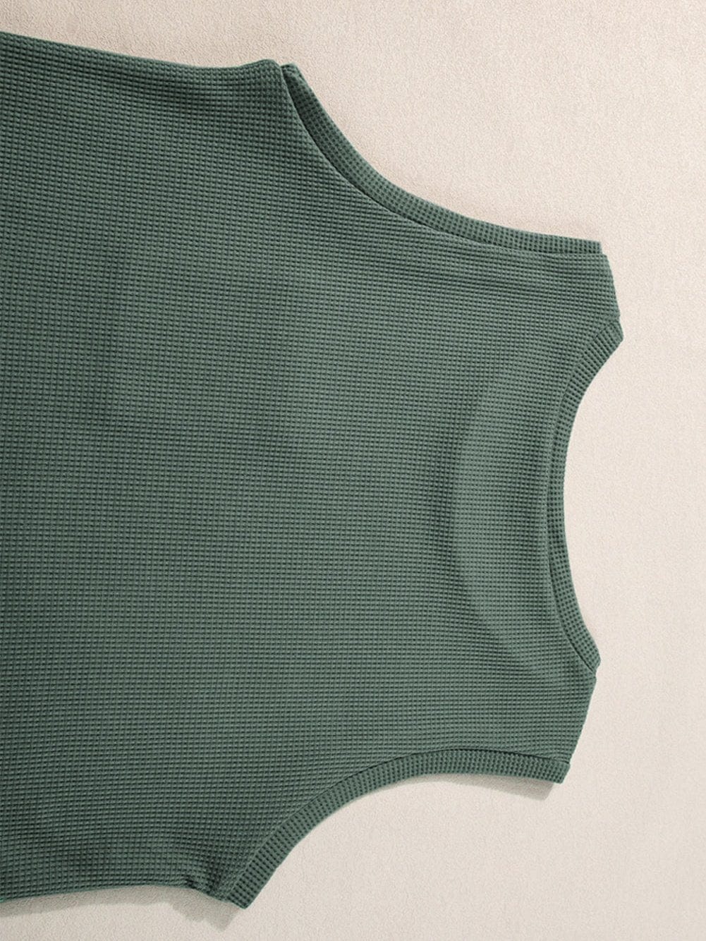 Misty Green Waffle Weave Pocket Top and Tie-Waist Shorts Ensemble