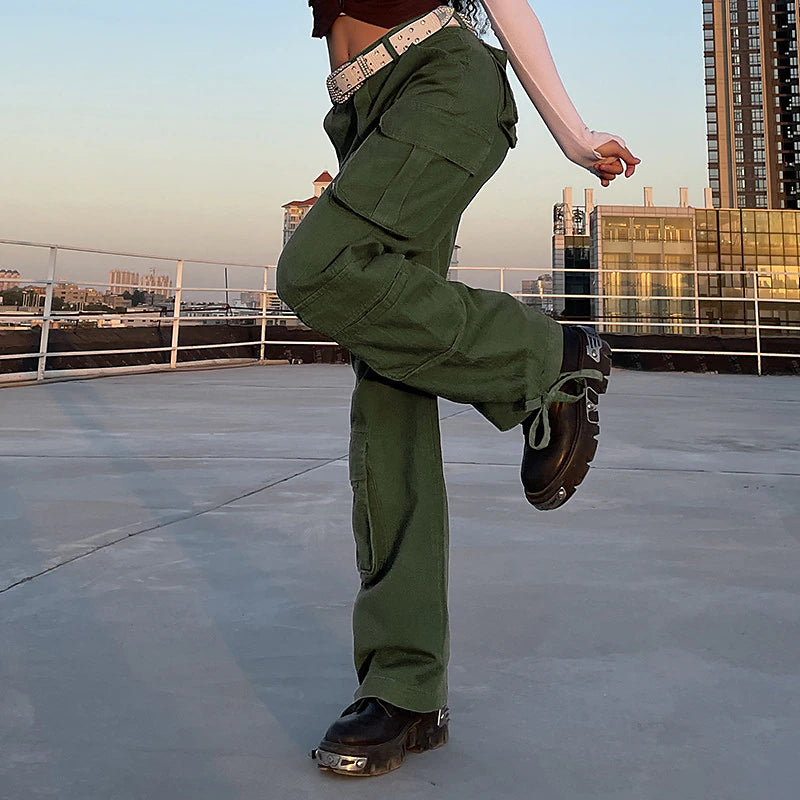 Women's Cargo Pants Normal Cotton Blend Plain Maillard Black Green Fashion Mid Waist Full Length Office Autumn / Fall