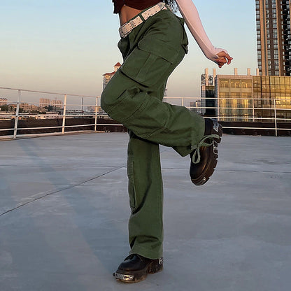 Women's Cargo Pants Normal Cotton Blend Plain Maillard Black Green Fashion Mid Waist Full Length Office Autumn / Fall
