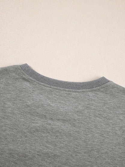 Modern Light Grey Oversized Split Pocket Tee with Exposed Seams