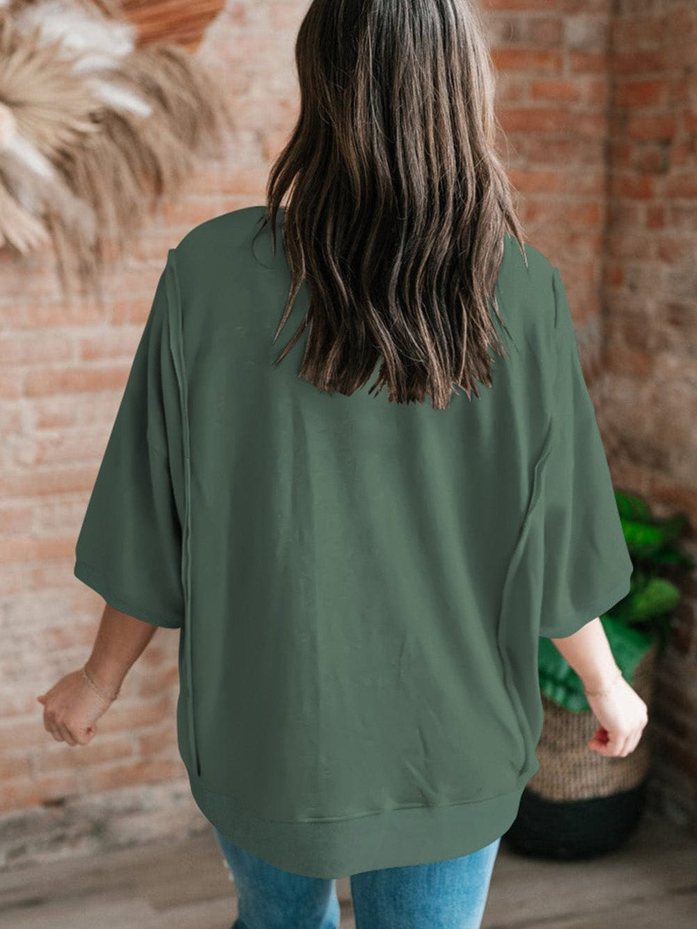 Modern Oversized Split Hem Pocket Tunic Top