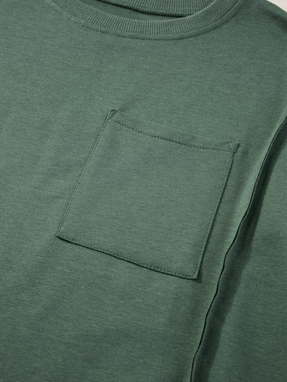 Modern Oversized Split Hem Pocket Tunic Top