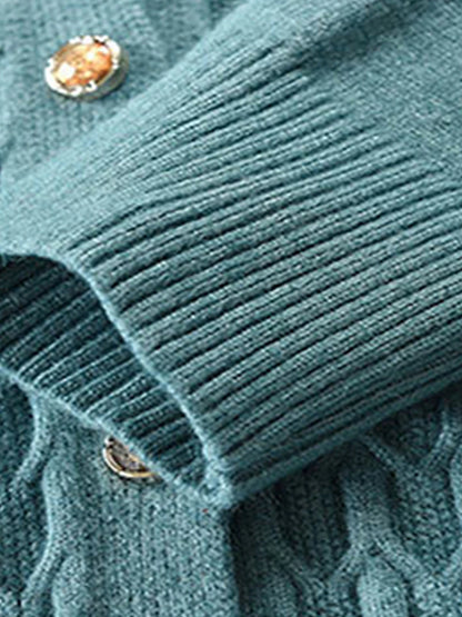 Women's Cardigan Shirt Collar Cable Knit Polyester Button Pocket Knitted Fall Winter Regular Outdoor Christmas New Year Fashion Casual Soft Long Sleeve Floral Red Purple Fuchsia XL 2XL 3XL