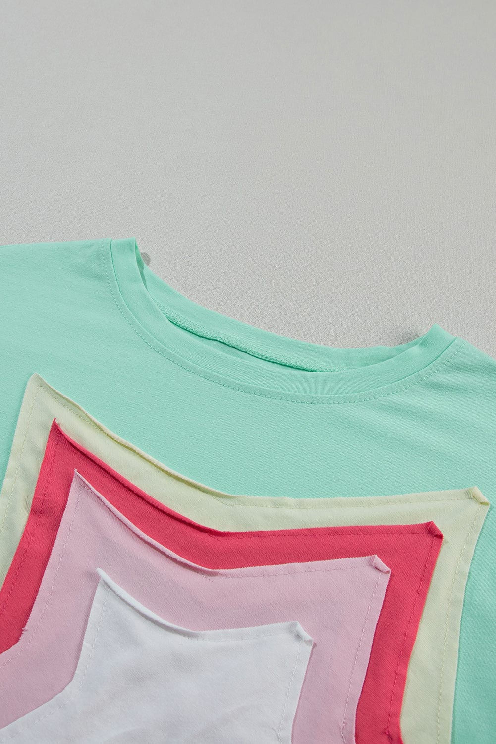 Moonlit Green Starry Colorblock Oversized Tee with Half Sleeves