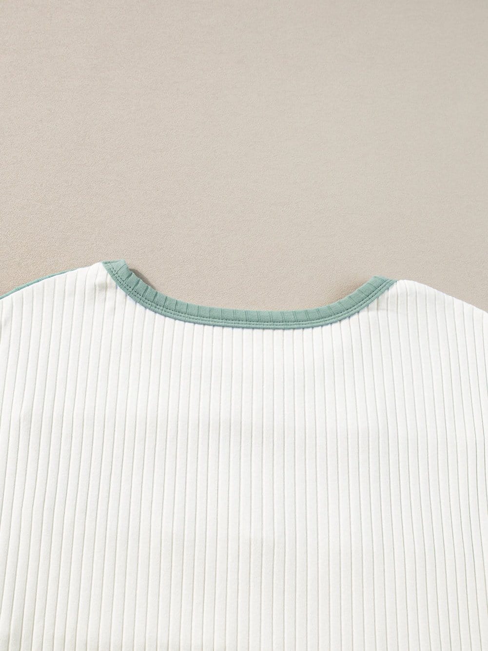Moonlit Jade Colorblock Ribbed Patchwork Tee