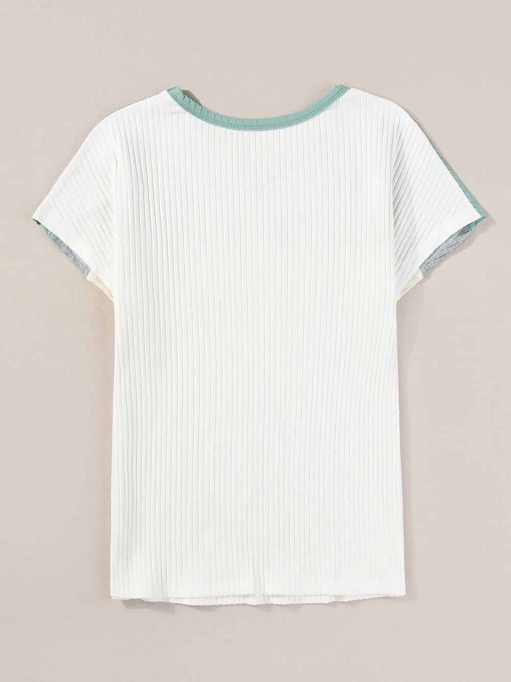 Moonlit Jade Colorblock Ribbed Patchwork Tee